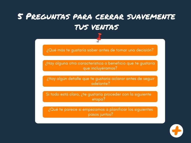 Infografía sobre 5 preguntas clave para hacer un cierre de ventas suave para agentes de seguros